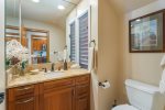 The full guest bathroom provides lots of space for all your guests
